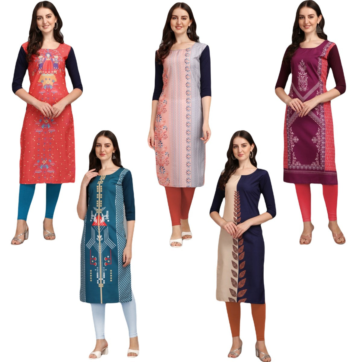 Excellent Printed Combo Kurtis (Pack of 5)