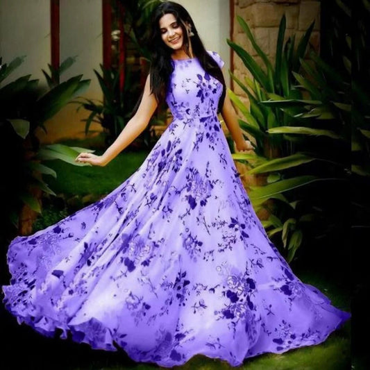 Floral Purple Color Printed Dress